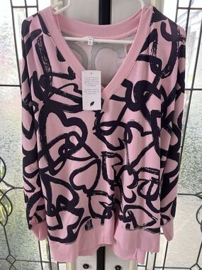 Workshop Republic Clothing Women's Truffle Pink/Black Long Sleeve Blouse Size 1X